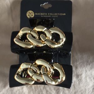 2 Macbeth Collections Gold Link On Black Hair claws